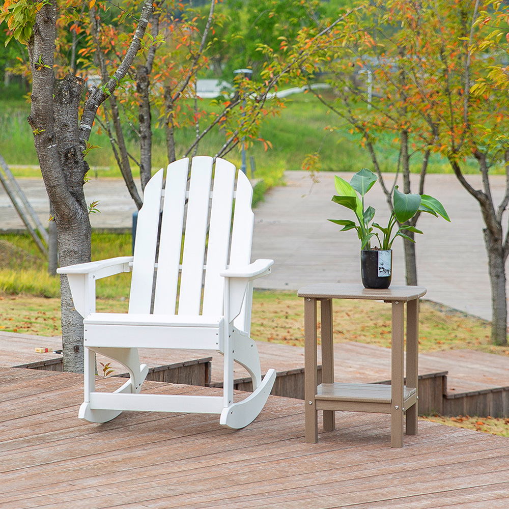 TTM004 Páirc Ghairdín Antique HDPE Patio Adirondack Meaitseáil Sraith Tábla Taobh Dronuilleogach