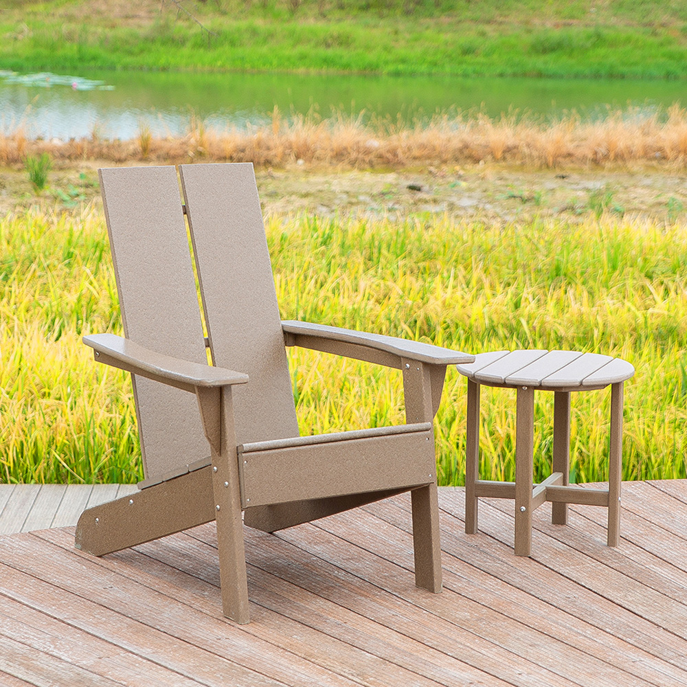 TTM004 Páirc Ghairdín Antique HDPE Patio Adirondack Meaitseáil Sraith Tábla Taobh Dronuilleogach